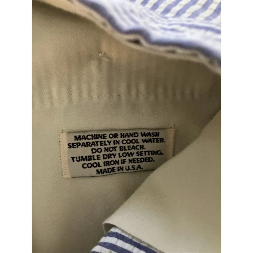 Berle Men's Seersucker Pants Sz 34 X28 Cotton Pleated Cuff Nautical VTG